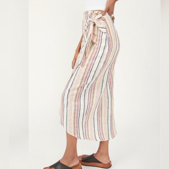 Free People Aubrey Sarong Skirt Wrap Skirt Colorful Stripes Cotton Size 12 Beach - Picture 4 of 15